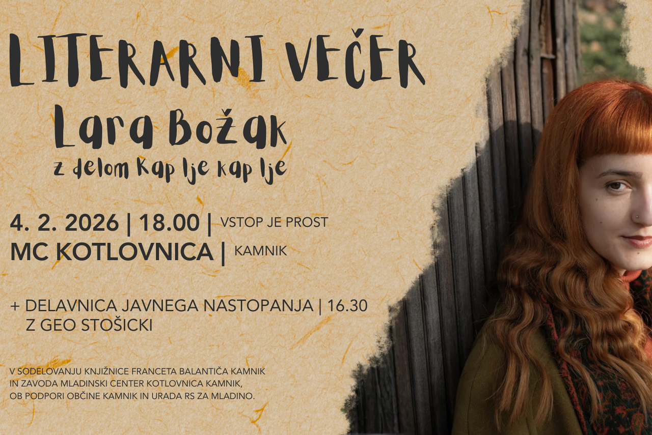 PRESTAVLJENO / Literarni večer: Lara Božak | zbirka Kap lje kap lje