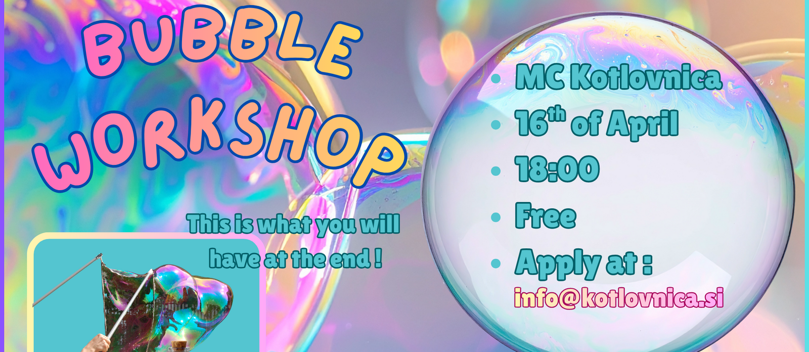 Bubble workshop – delavnica izdelave velikih milnih mehurčkov