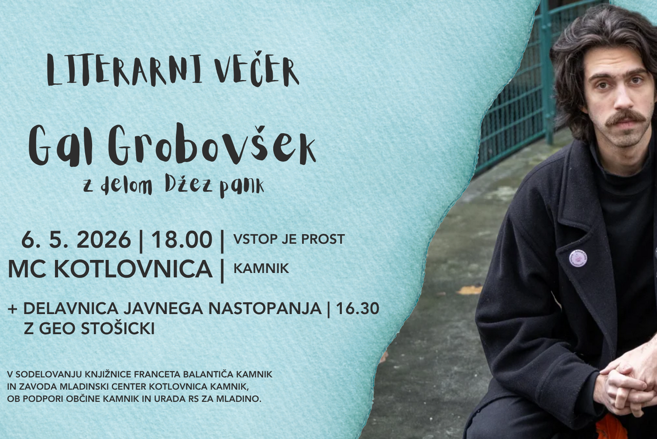 Literarni večer: Gal Grobovšek | knjiga Džez pank
