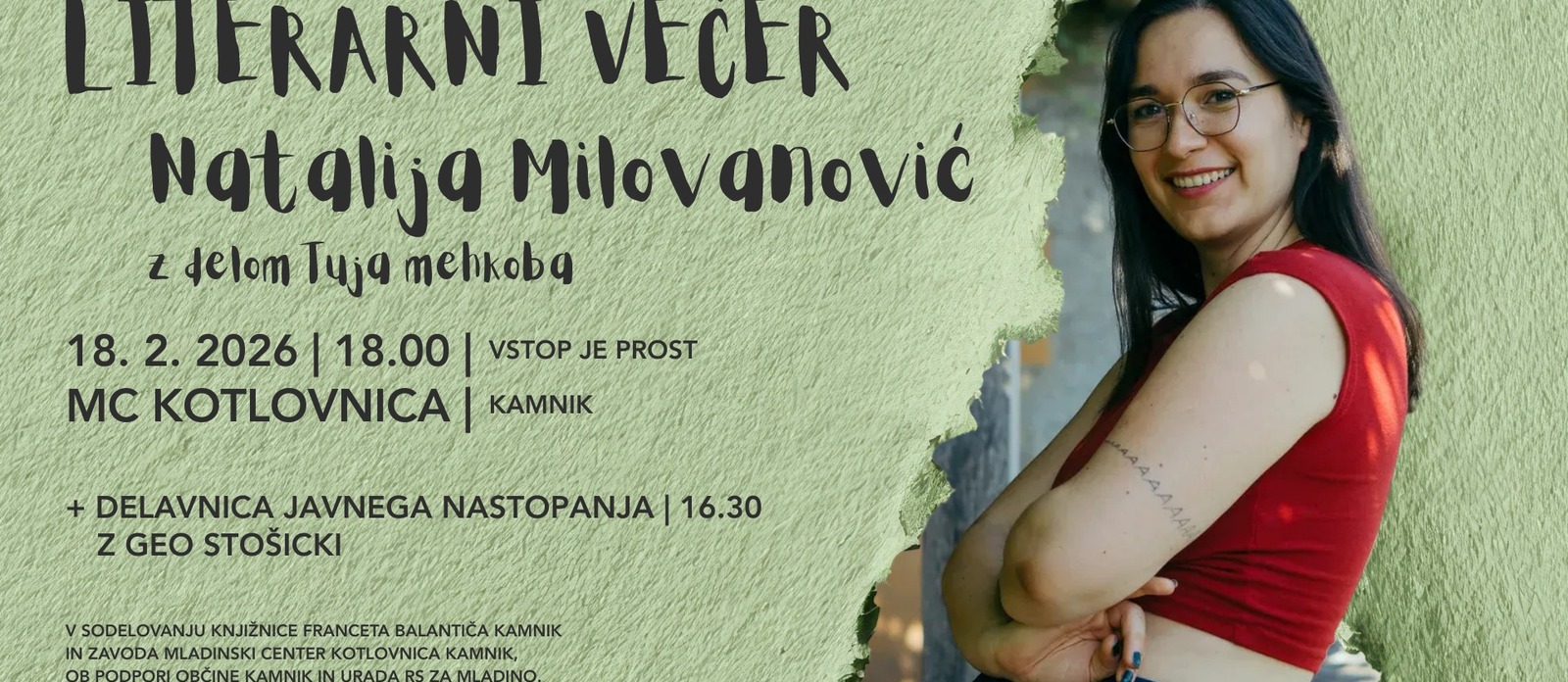 Literarni večer: Natalija Milovanović | zbirka Tuja mehkoba