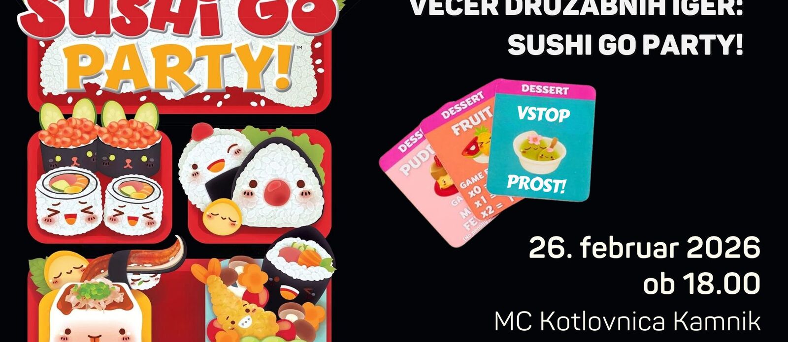 Večer družabnih iger: Sushi Go Party!