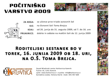 Plakat Počitniško varstvo 2009, MC Kotlovnica Kamnik